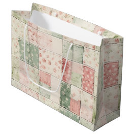 Sacola Para Presentes Grande Padrões de Colcha Floral Rosa Menta Fazenda Ociden