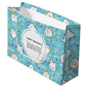 Sacola Para Presentes Grande Padrões de Gato Gato Gato Gato Gato-Gato