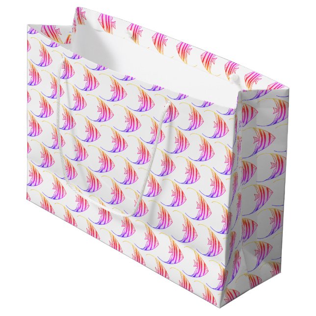 Sacola Para Presentes Grande Padrões de Peixe Rosa-Bonito (Frente inclinada)