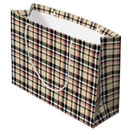 Sacola Para Presentes Grande Padrões de Xadrez do Tartan Preto-Branco Vermelho