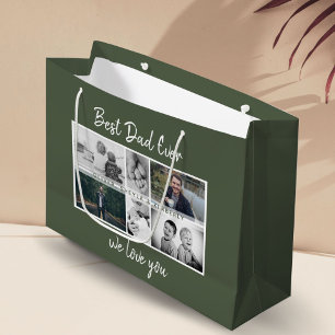 Sacola Para Presentes Grande Pai com Crianças e Colagem de Fotos de Pai Familia