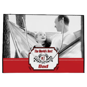 Sacola Para Presentes Grande Pai do número um do mundo bandeira Checkered do