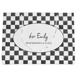 Sacola Para Presentes Grande Painted Black Checkerboard Pattern Personalized