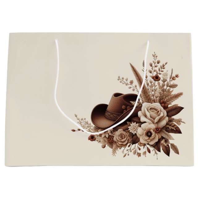 Sacola Para Presentes Grande País Elegante Moderno Ocidental- Floral (Frente)