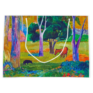 Sacola Para Presentes Grande Paisagem com Suíno e Cavalo, Gauguin