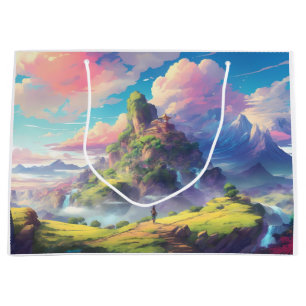 Sacola Para Presentes Grande Paisagem de Animação Mágica
