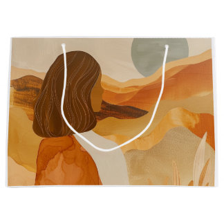 Sacola Para Presentes Grande Paisagem de Terracota Boho Deserto Sage Moon Colin