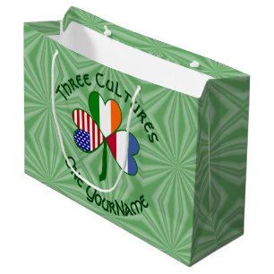 Sacola Para Presentes Grande Países Baixos Irlanda EUA Trevo Bandeira Personali