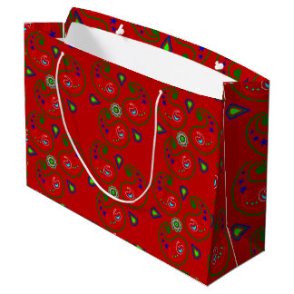 Sacola Para Presentes Grande Paisley Gift Bag Grande Vermelho brilhante no Nata