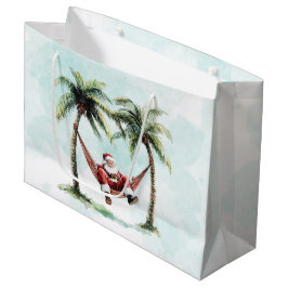 Sacola Para Presentes Grande Palm Papais noeis Hammock Tropical de Natal