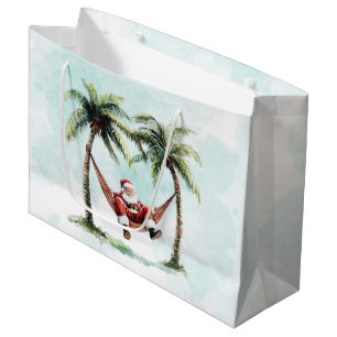 Sacola Para Presentes Grande Palm Papais noeis Hammock Tropical de Natal