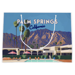 Sacola Para Presentes Grande Palm Primaveras California Piscina Hotel Trees Ret