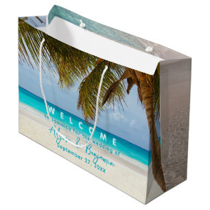 Sacola Para Presentes Grande Palm Trees Destination Wedding Paper Bag