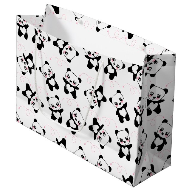 Sacola Para Presentes Grande Panda da dança (Frente inclinada)