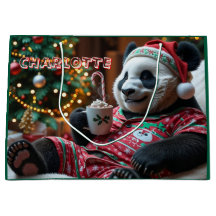 Panda de Natal Cozy personalizada em pijamas