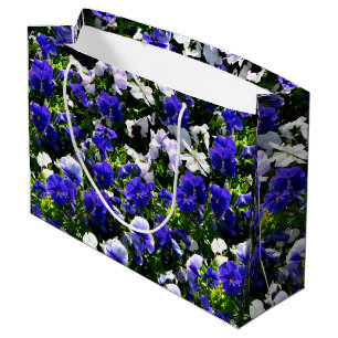 Sacola Para Presentes Grande Pansies azuis