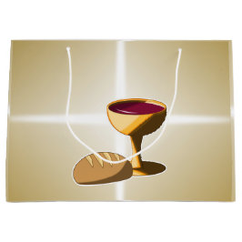 Sacola Para Presentes Grande Pão e Vinho A última comuna de Páscoa de jantar