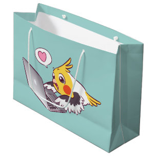 Sacola Para Presentes Grande Papagaio de tiragem bonito do pássaro de Macbook