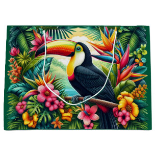 Sacola Para Presentes Grande papagaio Tropical/Jungle Tucano