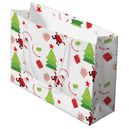 Sacola Para Presentes Grande Papai Noel Alegre Vermelho e Verde