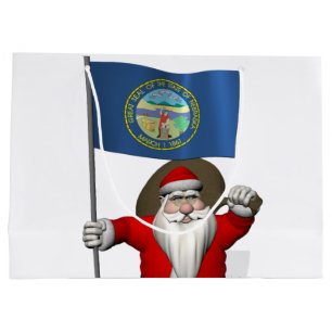 Sacola Para Presentes Grande Papai Noel com a bandeira de Nebraska