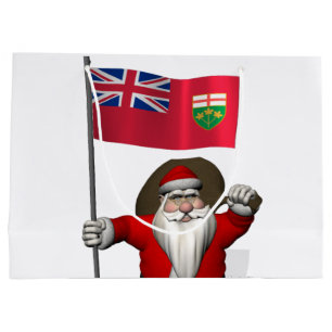 Sacola Para Presentes Grande Papai Noel Com Bandeira De Ontário CDN