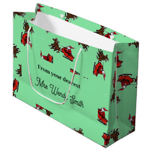 Sacola Para Presentes Grande Papai Noel com sorriso verde