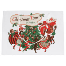Papai Noel de Natal Vintage e Crianças Dançando