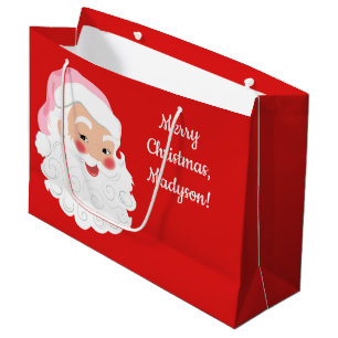 Sacola Para Presentes Grande Papai Noel em Natais vintages de Chapéu Rosa