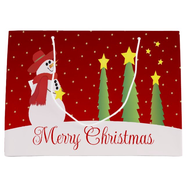 Sacola Para Presentes Grande Papai Noel Festivo de Borgonha (Frente)