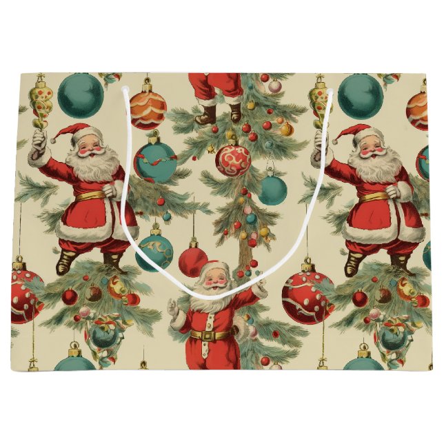 Sacola Para Presentes Grande Papai Noel Kitsch e Enfeites  (Frente)