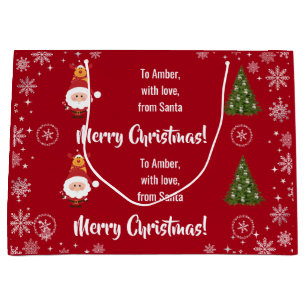 Sacola Para Presentes Grande Papai Noel Moderno Engraçado Bonito Nome Personali