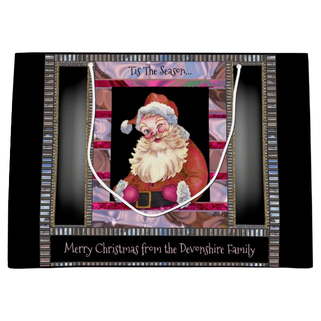 Sacola Para Presentes Grande Papai noel Natal Elegante Grande (Frente)