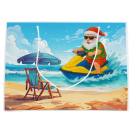 Sacola Para Presentes Grande Papai Noel Natal em julho andando de jet ski