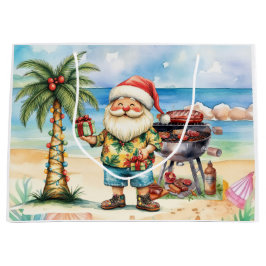 Sacola Para Presentes Grande Papai Noel Natal em julho na praia