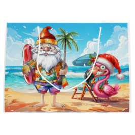 Sacola Para Presentes Grande Papai Noel Natal em julho na praia