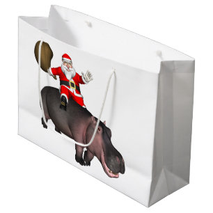 Sacola Para Presentes Grande Papai noel que monta no hipopótamo
