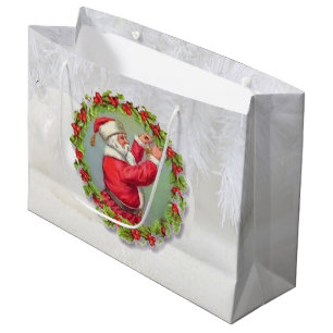 Sacola Para Presentes Grande Papai noel saco do presente da grinalda em um