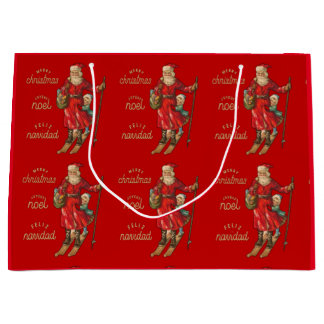 Sacola Para Presentes Grande Papai Noel Vintage