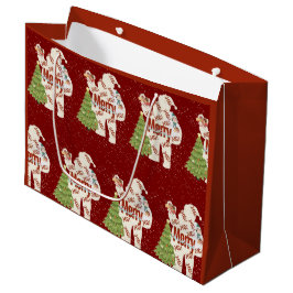 Sacola Para Presentes Grande Papais noeis com presentes