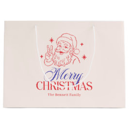 Sacola Para Presentes Grande Papais noeis de Natal Vermelho e Azul