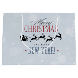 Sacola Para Presentes Grande Papais noeis e sua Reindeer Voadora Silhouette Nat