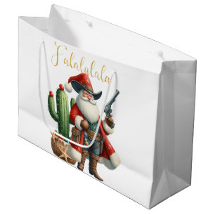 Sacola Para Presentes Grande Papais noeis Falalalala Desert Cactus Pistola
