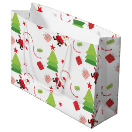 Sacola Para Presentes Grande Papais noeis felizes Vermelho E Verde