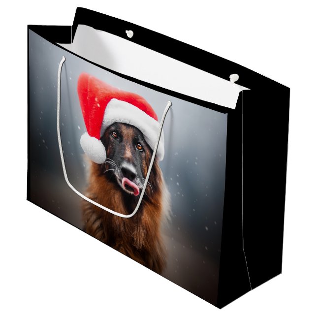 Sacola Para Presentes Grande Papais noeis german shepherd (Frente inclinada)