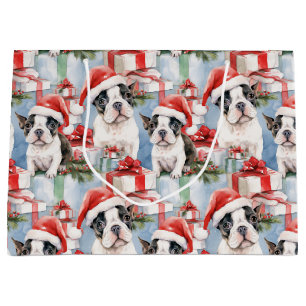 Sacola Para Presentes Grande Papais noeis Paws Christmas Wrap Frenchie Edition