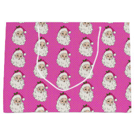 Sacola Para Presentes Grande Papais noeis Rosa Quente