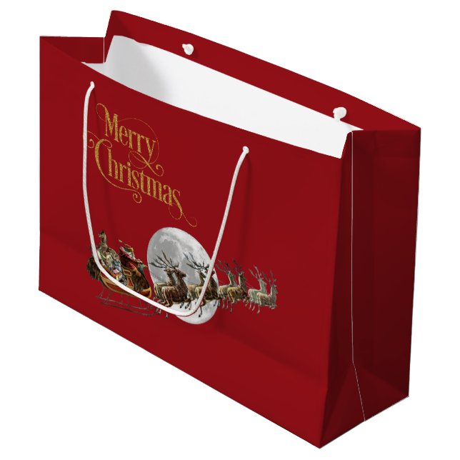 Sacola Para Presentes Grande Papais noeis Sleigh Ride Large Gift Bag (Frente inclinada)