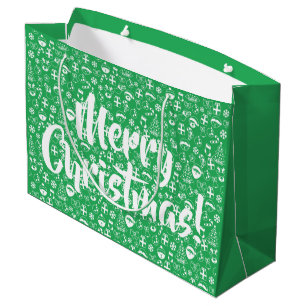 Sacola Para Presentes Grande Papais noeis verdes favoritos Papais noeis Elf Sno