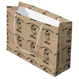 Sacola Para Presentes Grande Papais noeis Vintage de Natal Nome Personalizado K